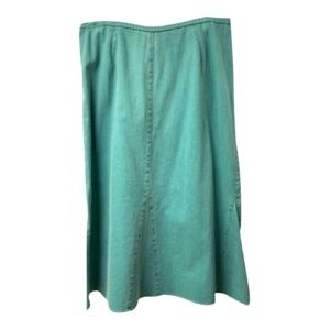 City Girl Skirt 10 Green Beaded Detail A-Line Jade Bronze Treasure Stretchy Chic